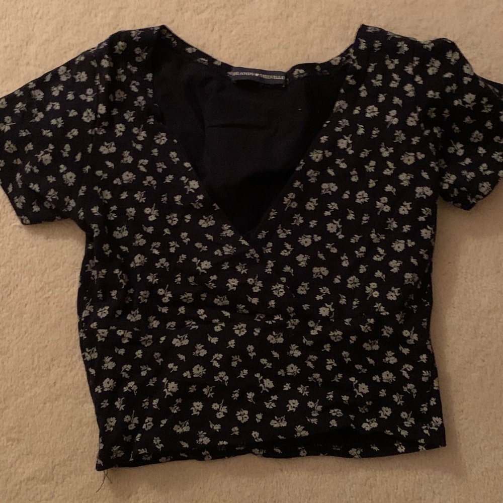 black flowered brandy cross-front tee